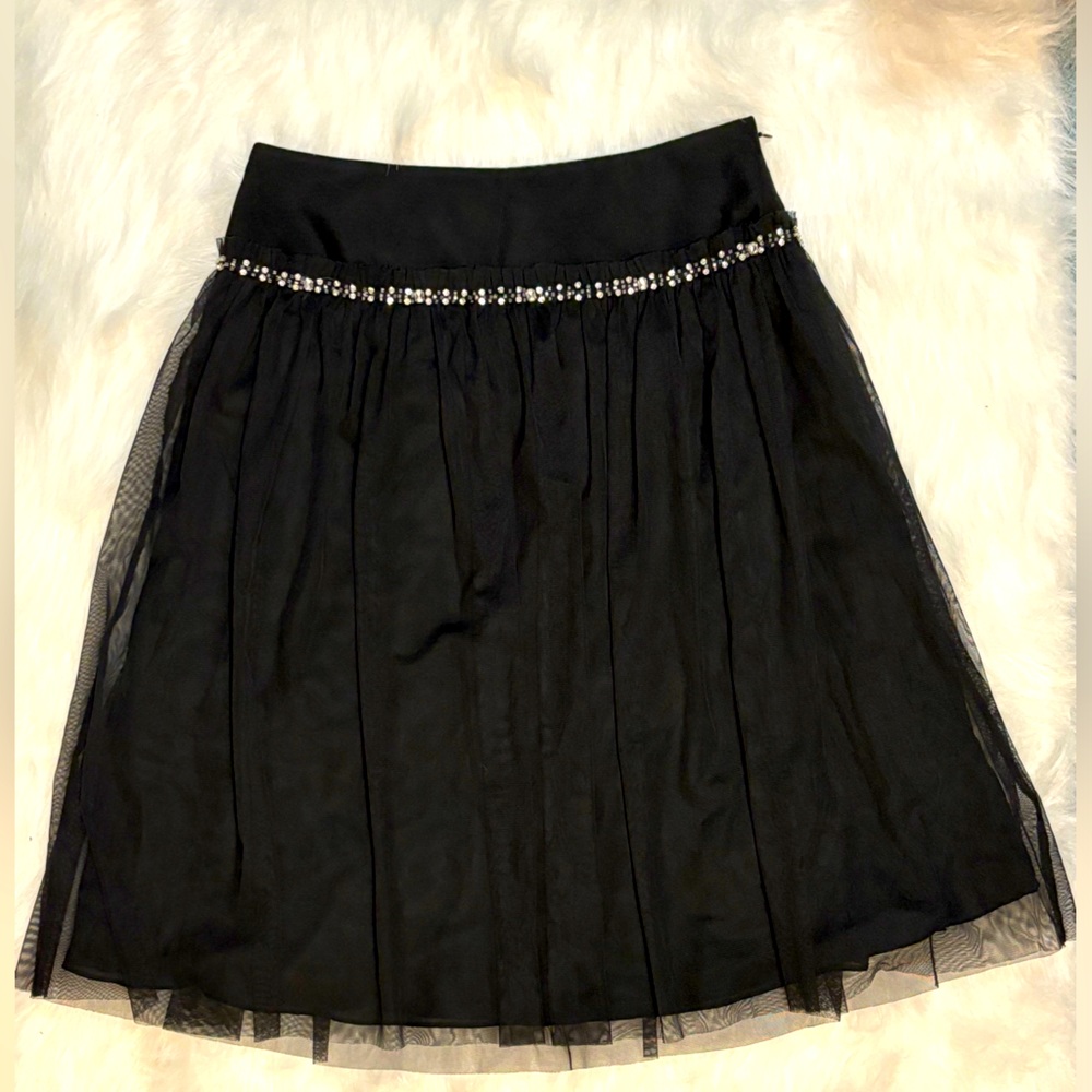 Black lined Tulle skirt with rhinestones, size 0, never worn, no tags.